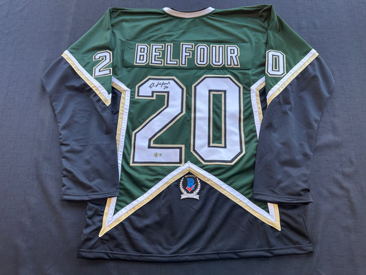 ED BELFOUR SIGNED GREEN HOCKEY JERSEY Dallas Stars BAS