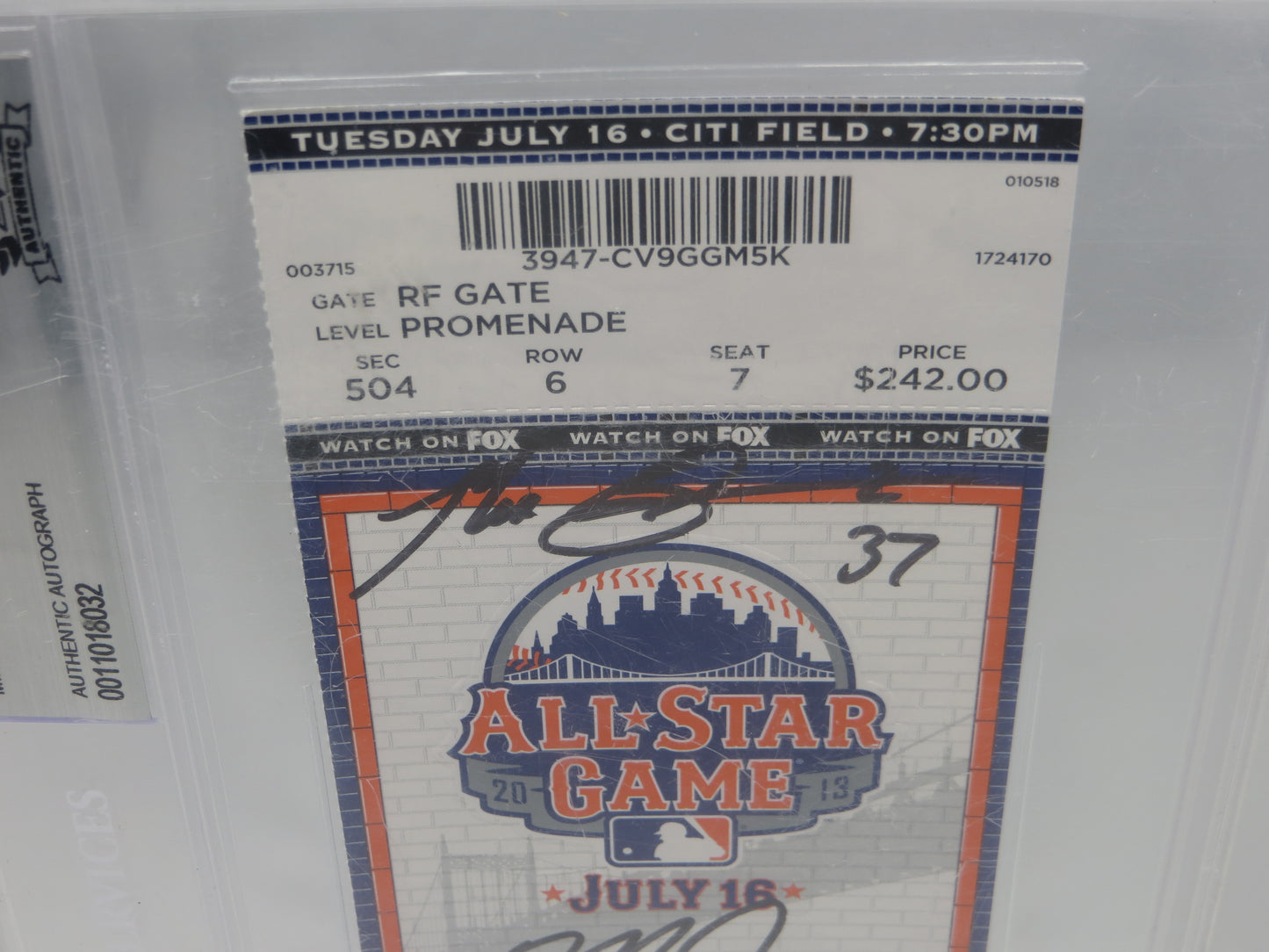 MIKE TROUT MAX SCHERZER 2013 ALL STAR FULL TICKET BGS BAS SLAB Angels