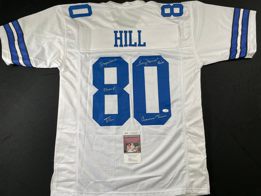 TONY HILL DALLAS COWBOYS SIGNED WHITE JERSEY w/SB Champ XII JSA COA