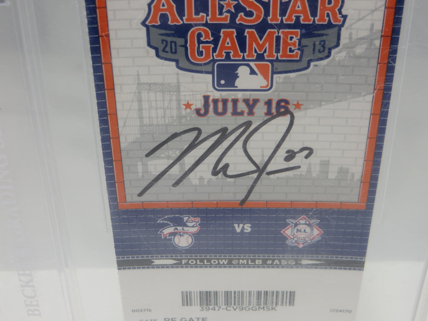 MIKE TROUT MAX SCHERZER 2013 ALL STAR FULL TICKET BGS BAS SLAB Angels