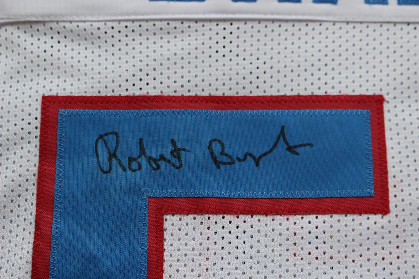 ROBERT BRAZILE HOUSTON OILERS SIGNED HOME FOOTBALL JERSEY w/HOF 18 BAS COA