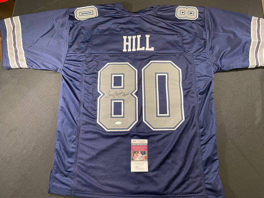 TONY HILL DALLAS COWBOYS SIGNED BLUE JERSEY size 3XL JSA COA