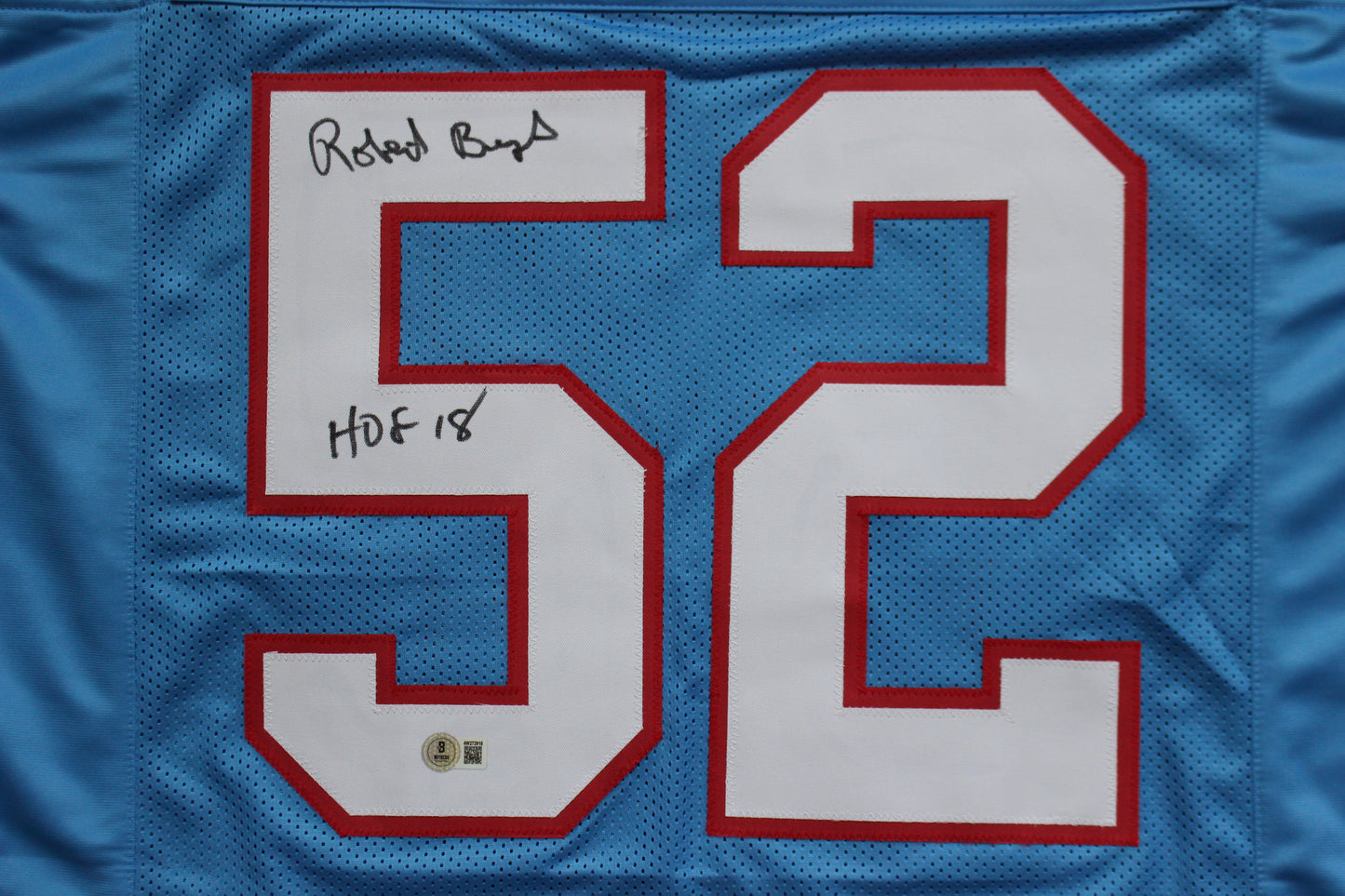 ROBERT BRAZILE HOUSTON OILERS SIGNED ROAD JERSEY w/HOF 18 BAS COA