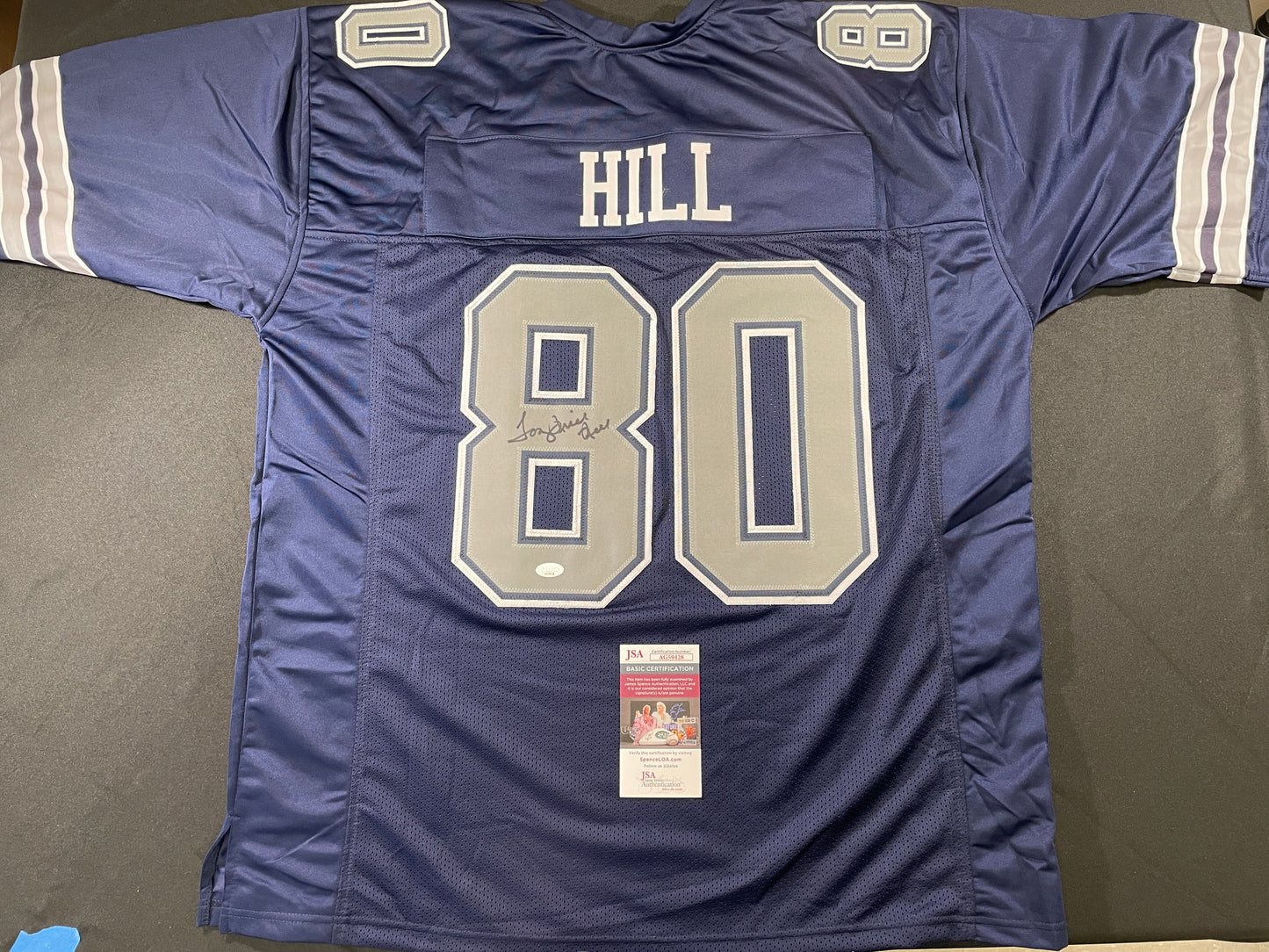 TONY HILL DALLAS COWBOYS SIGNED BLUE JERSEY size 3XL JSA COA