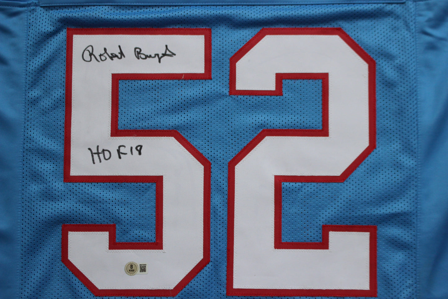 ROBERT BRAZILE HOUSTON OILERS SIGNED ROAD JERSEY w/HOF 18 BAS COA