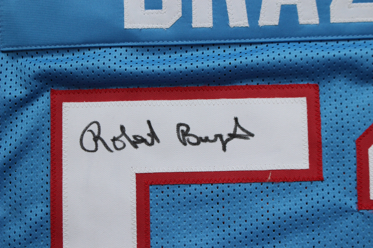 ROBERT BRAZILE HOUSTON OILERS SIGNED ROAD JERSEY w/HOF 18 BAS COA