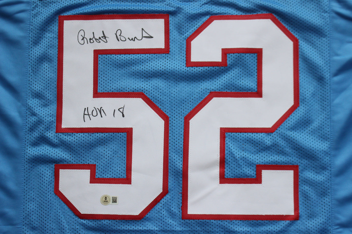 ROBERT BRAZILE HOUSTON OILERS SIGNED ROAD JERSEY w/HOF 18 BAS COA