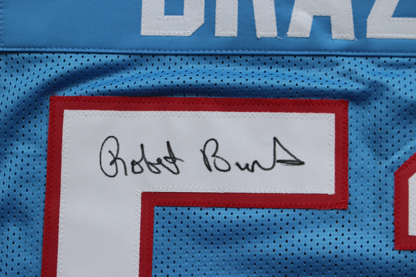 ROBERT BRAZILE HOUSTON OILERS SIGNED ROAD JERSEY w/HOF 18 BAS COA