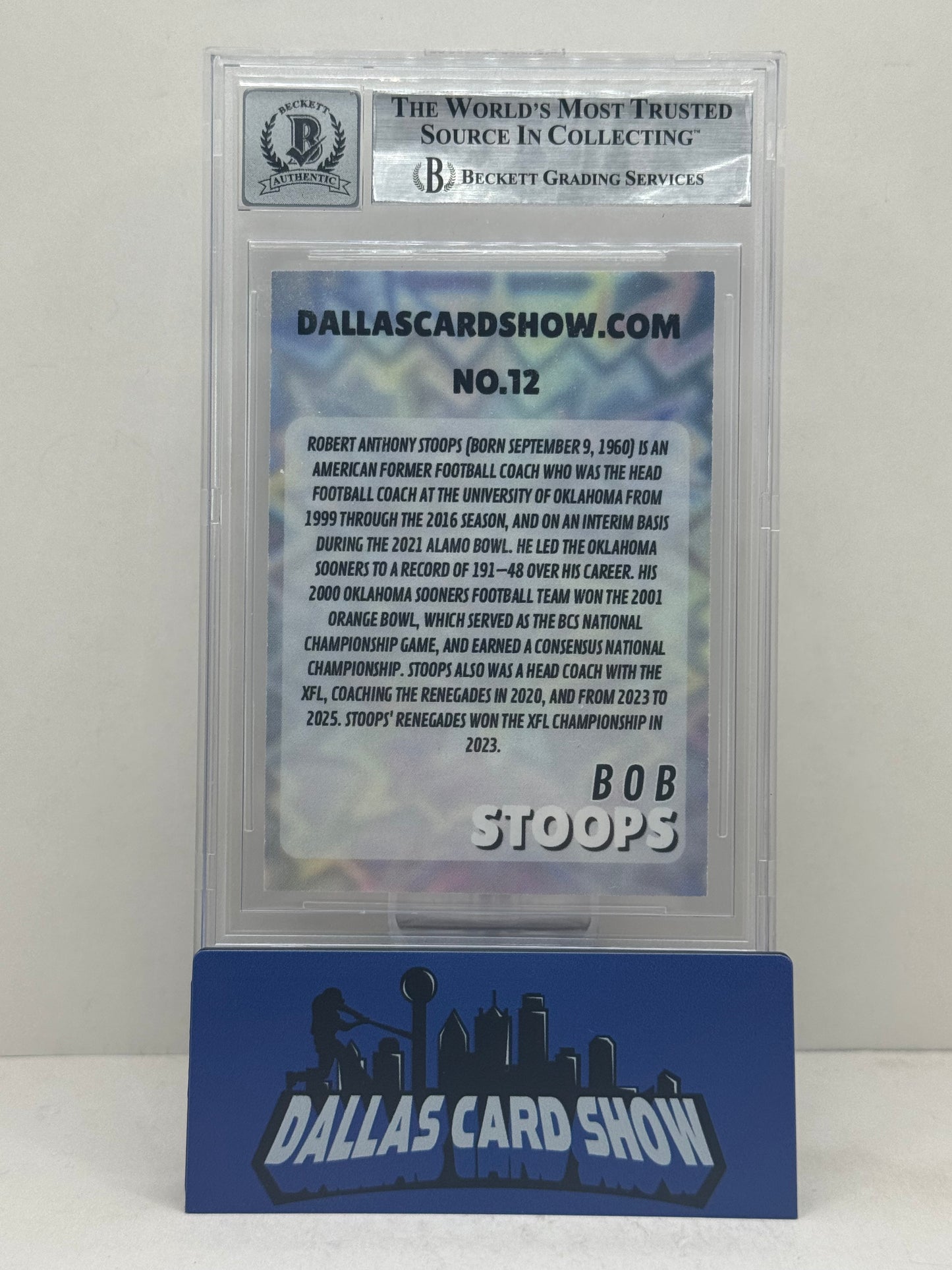 2026 Dallas Card Show January #12 Bob Stoops Signed Kablast BGS Authentic 10 Auto