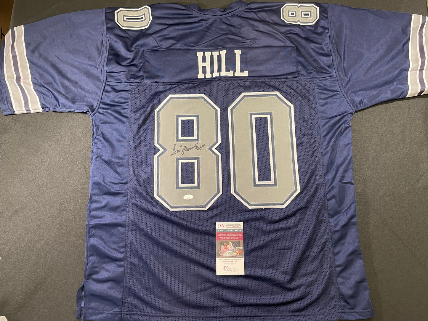 TONY HILL DALLAS COWBOYS SIGNED BLUE JERSEY size 3XL JSA COA