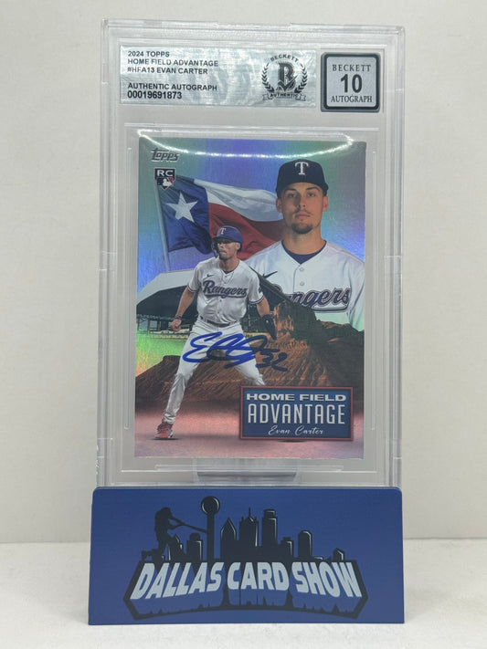 2024 Topps #HFA13 Evan Carter Home Field Advantage BGS Authentic 10 Auto
