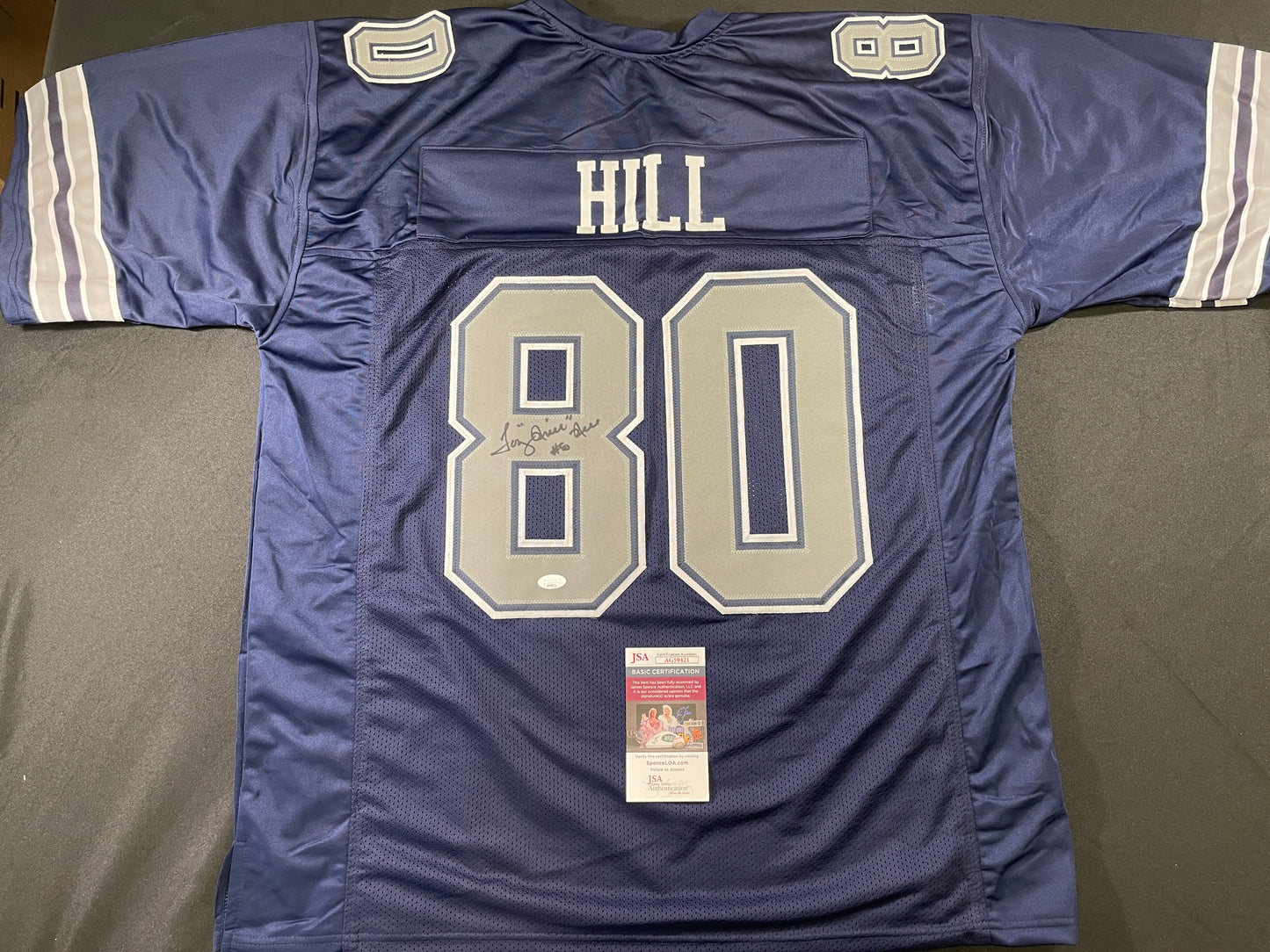 TONY HILL DALLAS COWBOYS SIGNED BLUE JERSEY size 3XL JSA COA