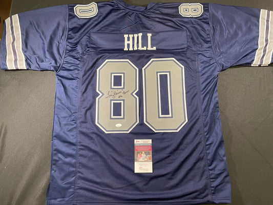 TONY HILL DALLAS COWBOYS SIGNED BLUE JERSEY size 3XL JSA COA