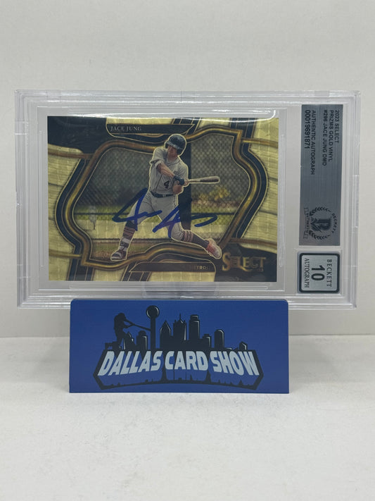 2023 Panini Select #296 Jace Jung Gold Vinyl 1/1 BGS Authentic 10 Auto