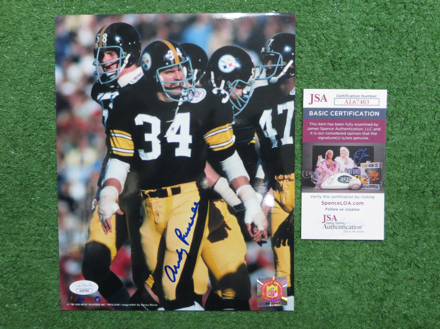 ANDY RUSSELL PITTSBURGH STEELERS SIGNED 8x10 PHOTO JSA COA