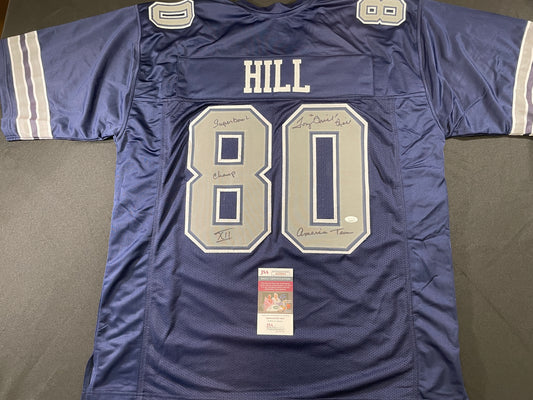 TONY HILL DALLAS COWBOYS SIGNED BLUE JERSEY size 3XL JSA COA