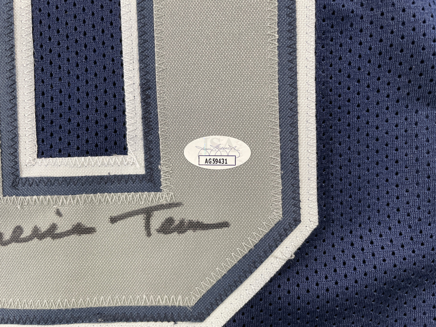 TONY HILL DALLAS COWBOYS SIGNED BLUE JERSEY size 3XL JSA COA