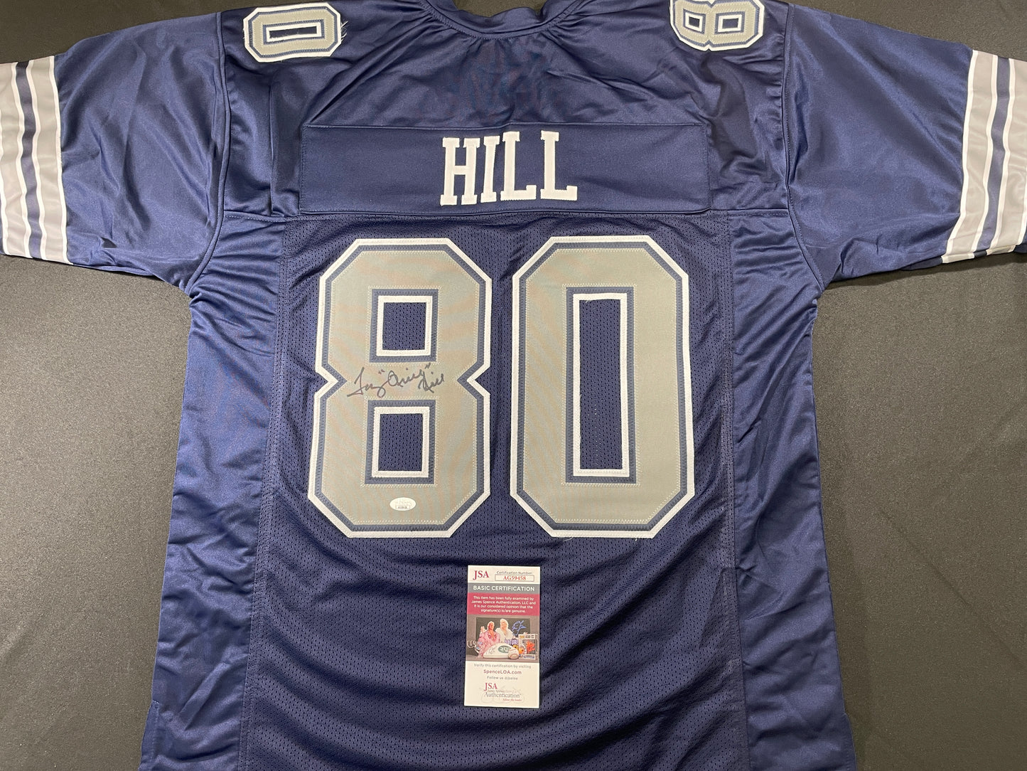 TONY HILL DALLAS COWBOYS SIGNED BLUE JERSEY size 2XL JSA COA