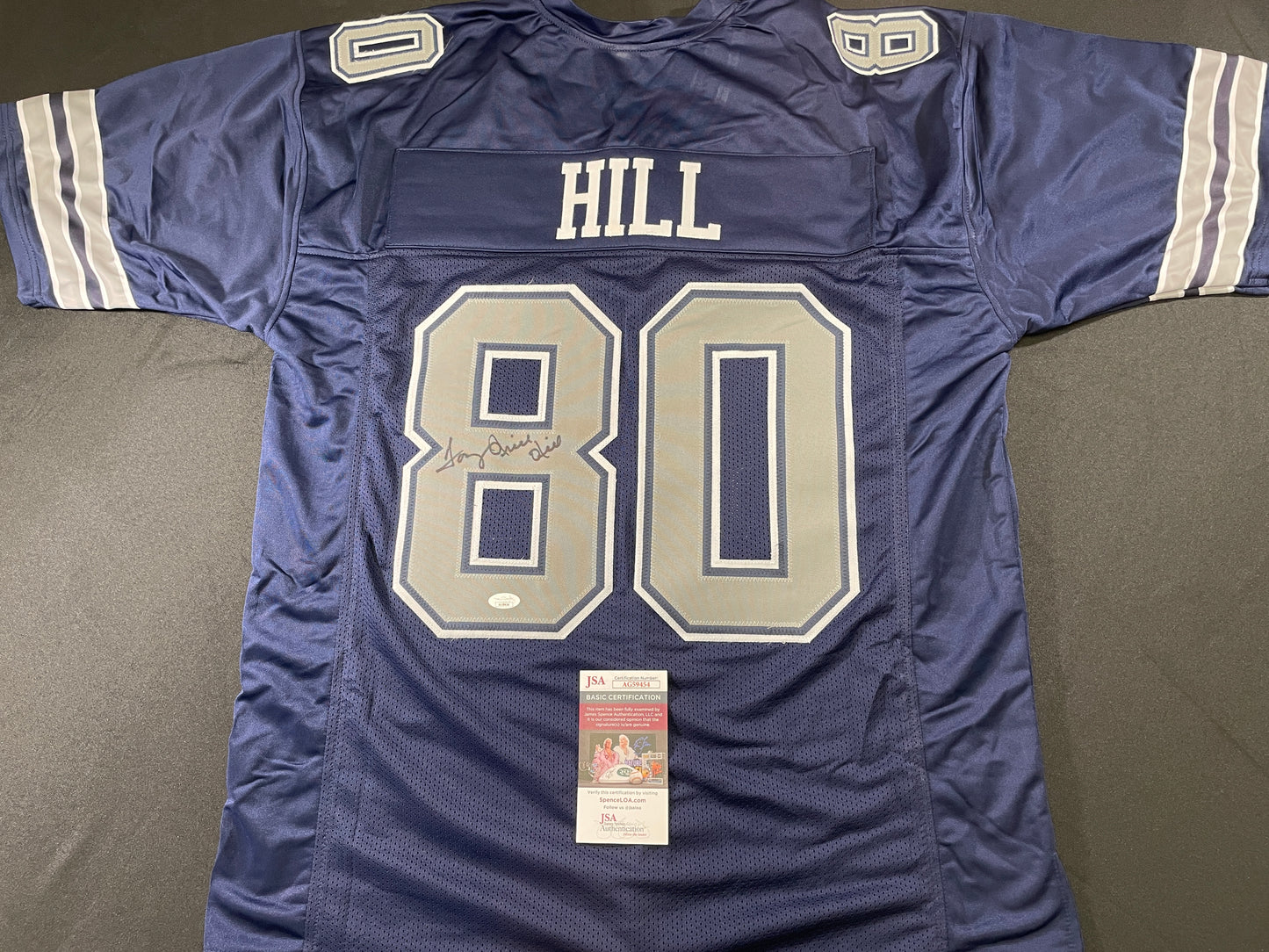 TONY HILL DALLAS COWBOYS SIGNED BLUE JERSEY size 2XL JSA COA