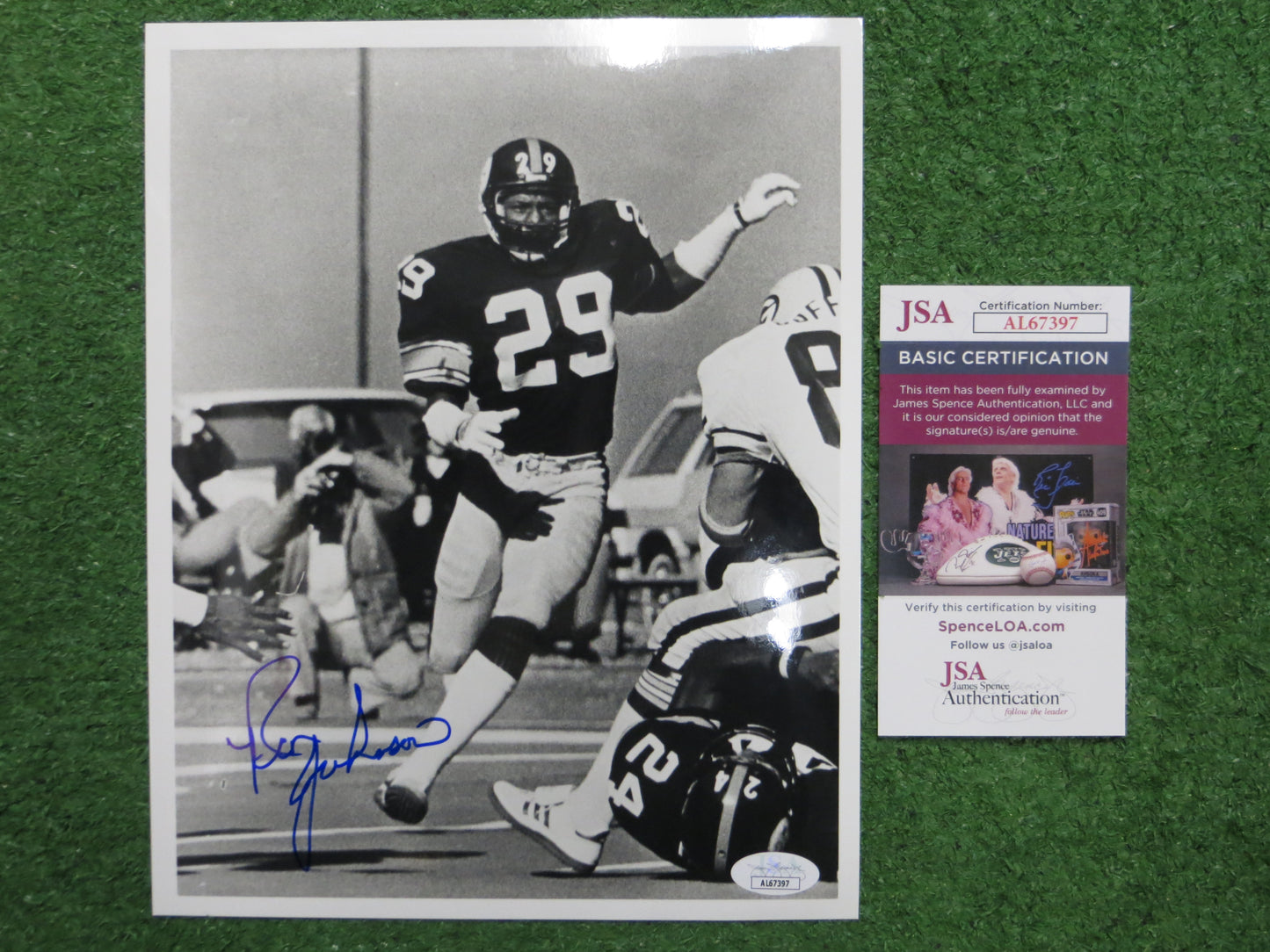 RON JOHNSON PITTSBURGH STEELERS SIGNED Black & White 8x10 PHOTO JSA COA