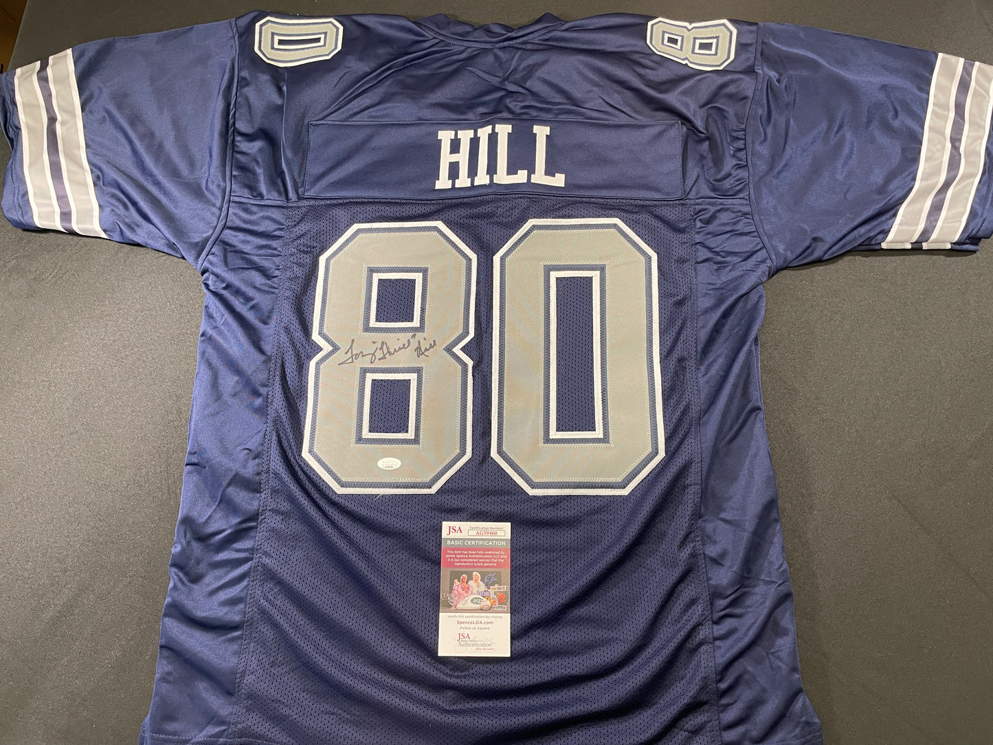 TONY HILL DALLAS COWBOYS SIGNED BLUE JERSEY size 2XL JSA COA