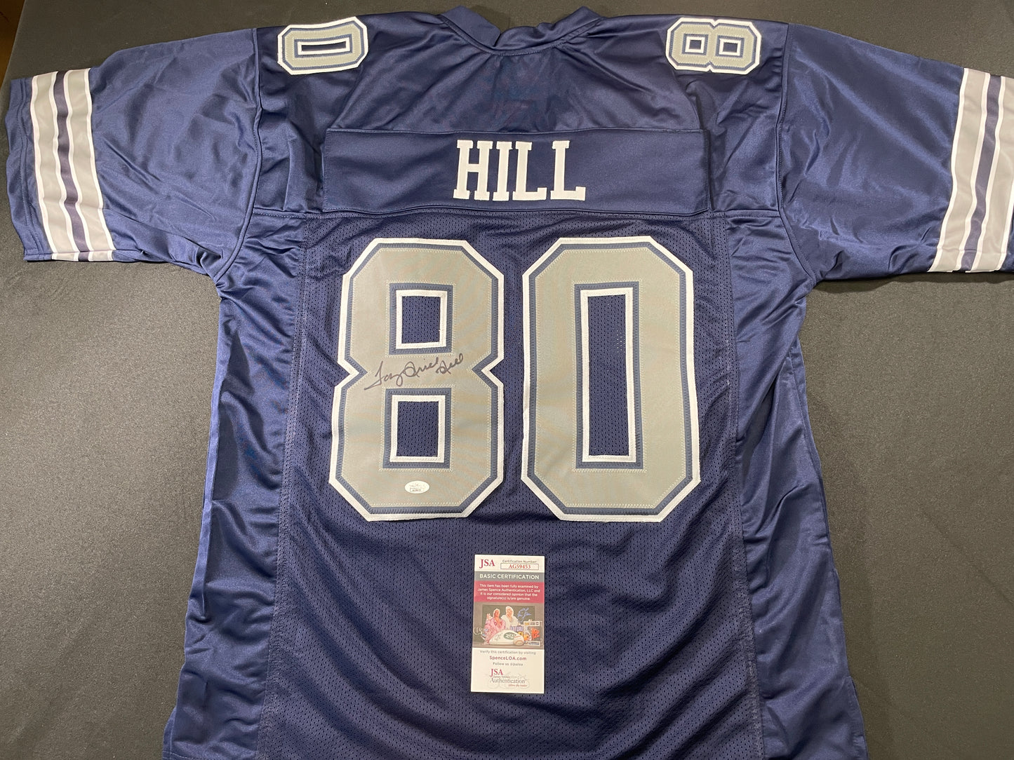 TONY HILL DALLAS COWBOYS SIGNED BLUE JERSEY size 2XL JSA COA