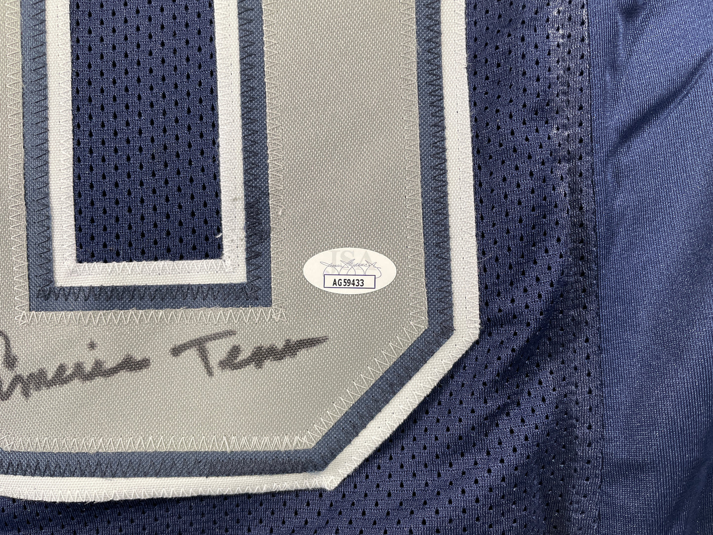 TONY HILL DALLAS COWBOYS SIGNED BLUE JERSEY w/MULTI INSC size XL JSA COA