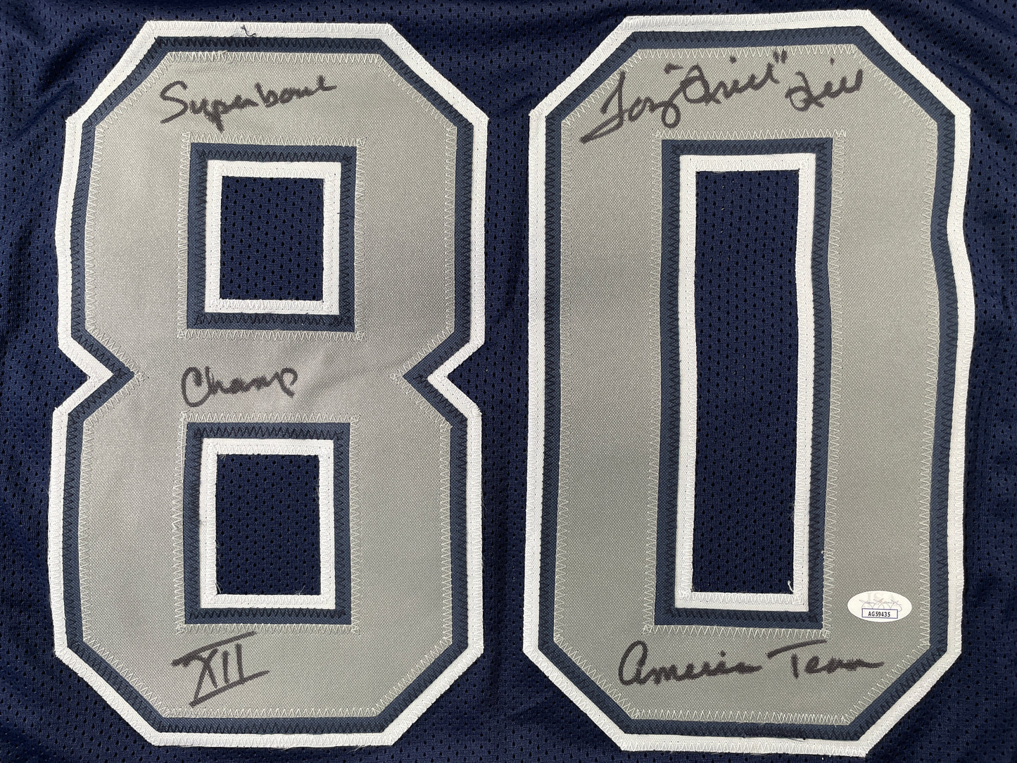 TONY HILL DALLAS COWBOYS SIGNED BLUE JERSEY w/MULTI INSC size XL JSA COA