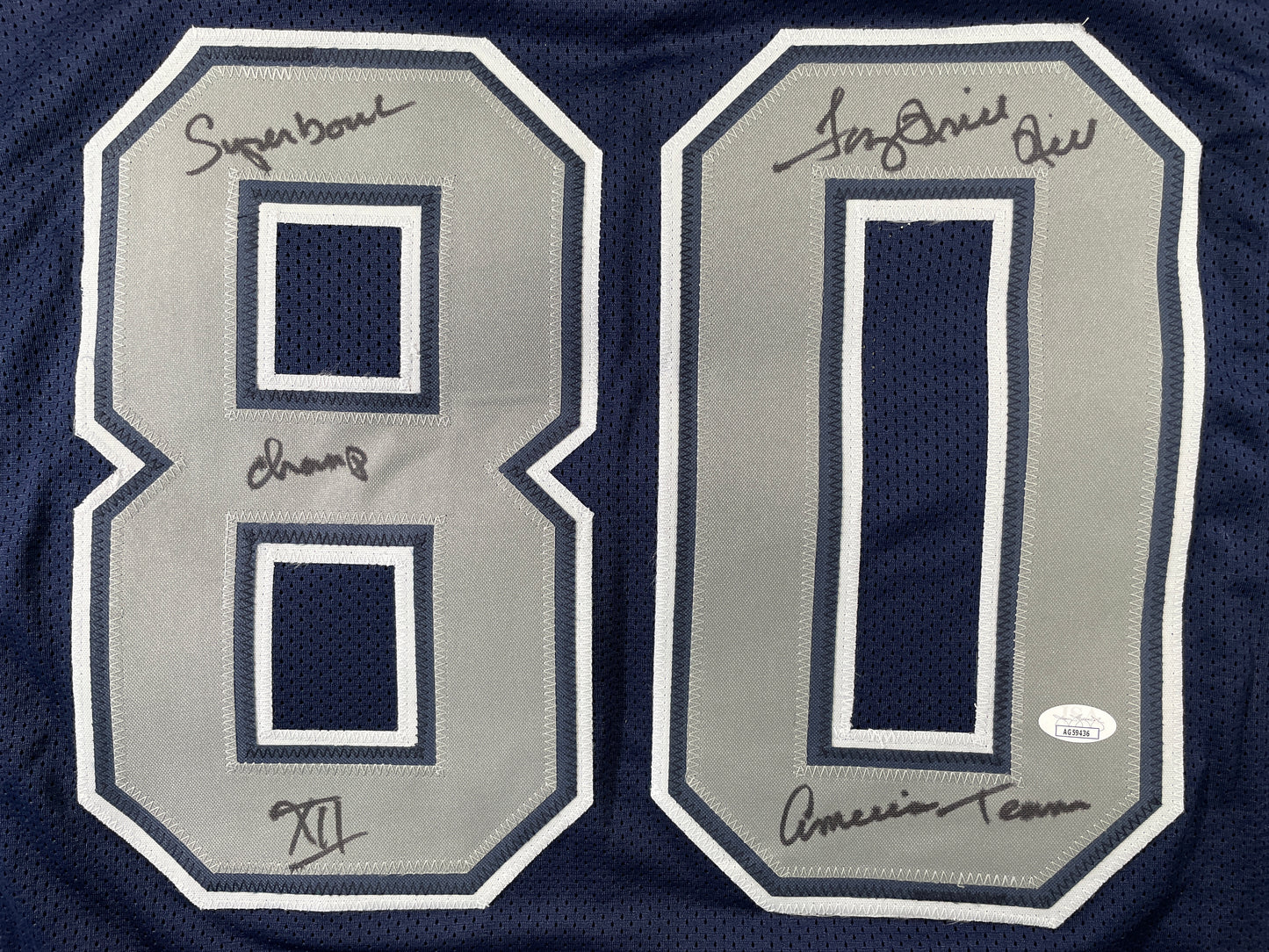 TONY HILL DALLAS COWBOYS SIGNED BLUE JERSEY w/MULTI INSC size XL JSA COA