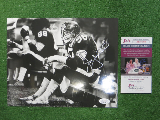 JACK LAMBERT PITTSBURGH STEELERS SIGNED Black & White 8x10 PHOTO JSA COA