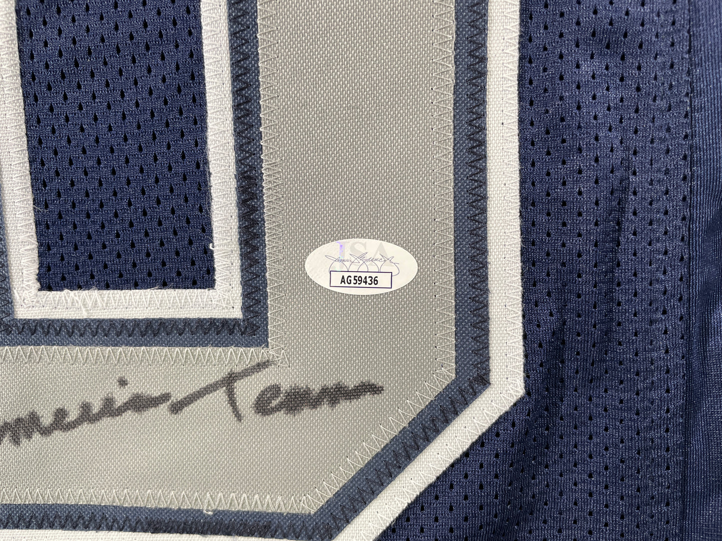 TONY HILL DALLAS COWBOYS SIGNED BLUE JERSEY w/MULTI INSC size XL JSA COA