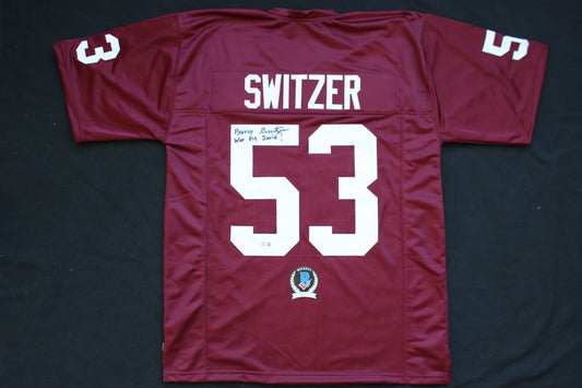 BARRY SWITZER ARKANSAS RAZORBACKS SIGNED JERSEY w/WooPigSooie Sooners Cowboys BAS