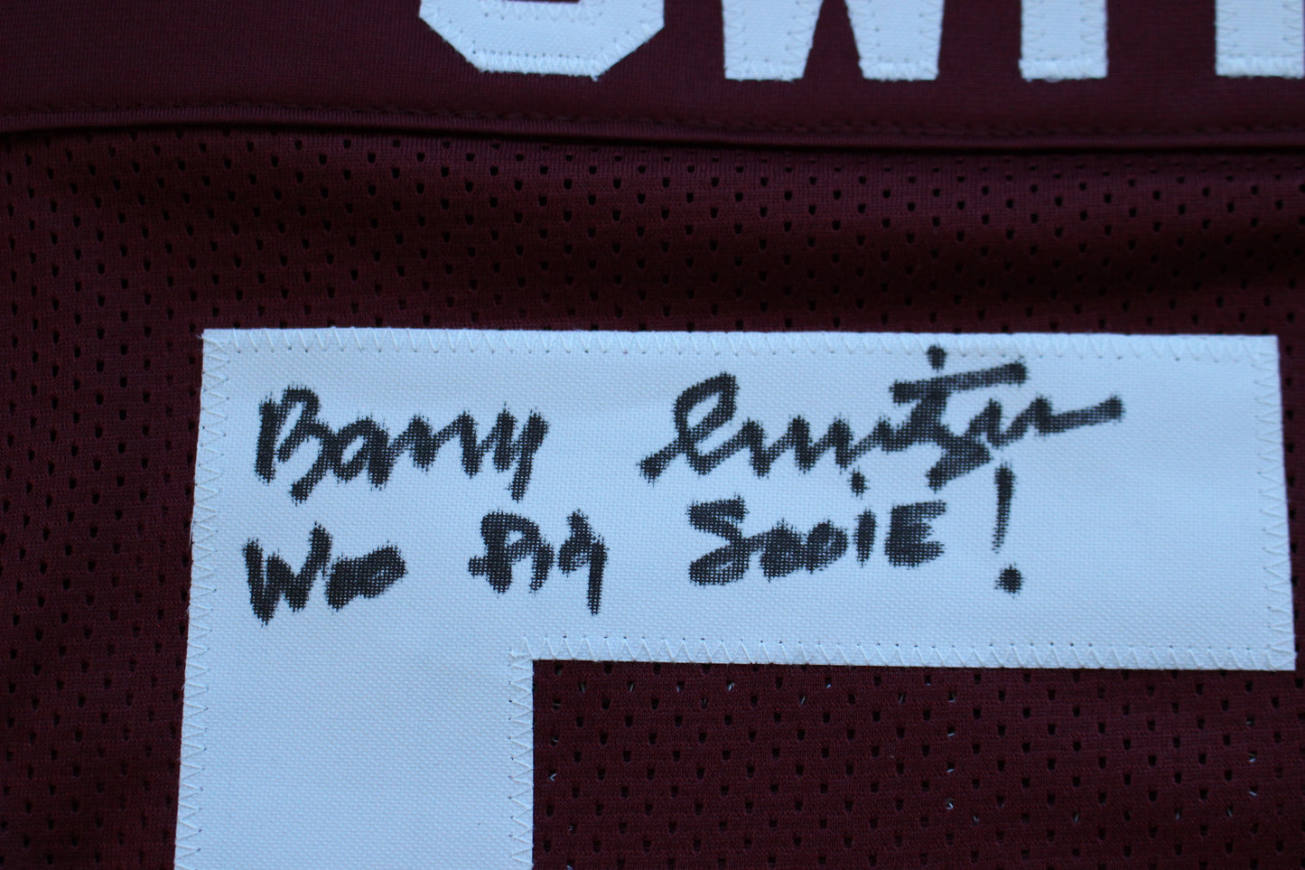 BARRY SWITZER ARKANSAS RAZORBACKS SIGNED JERSEY w/WooPigSooie Sooners Cowboys BAS