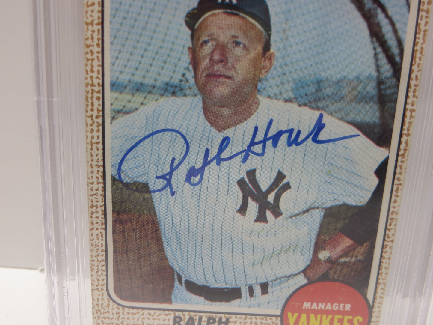 RALPH HOUK SIGNED 1968 Topps BGS BAS SLAB AUTO 10 New York Yankees