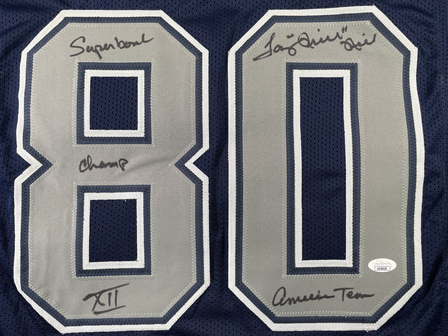 TONY HILL DALLAS COWBOYS SIGNED BLUE JERSEY w/MULTI INSC size XL JSA COA