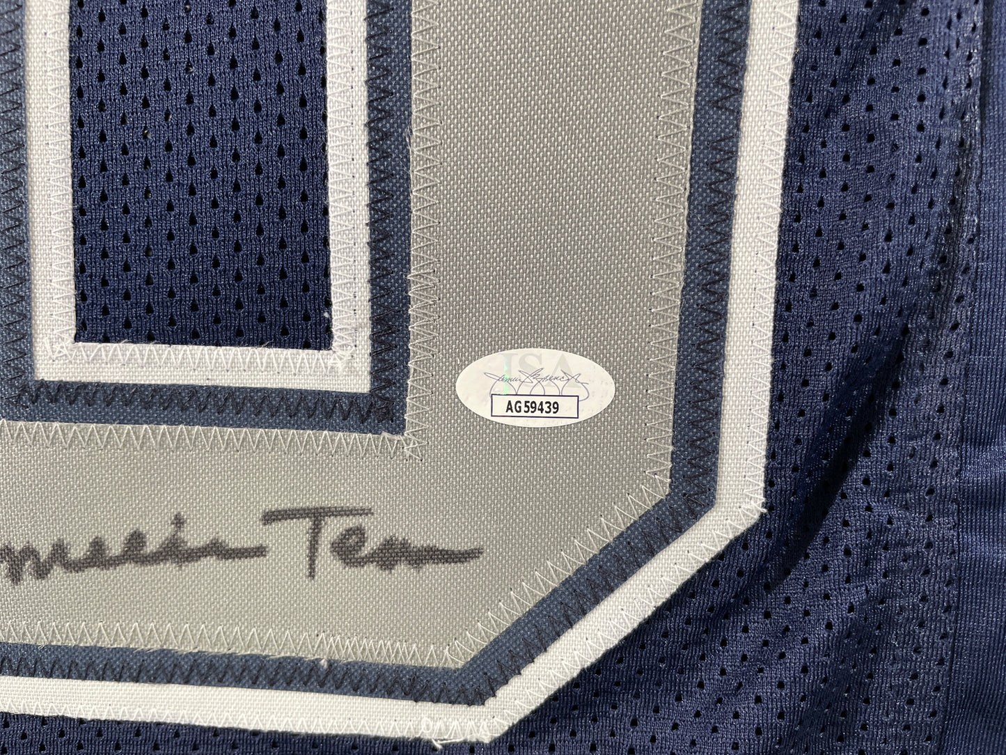 TONY HILL DALLAS COWBOYS SIGNED BLUE JERSEY w/MULTI INSC size XL JSA COA