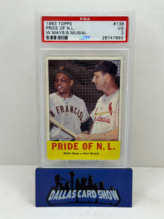 1963 TOPPS W.MAYS/S.MUSIAL #138 PRIDE OF N.L. PSA 3