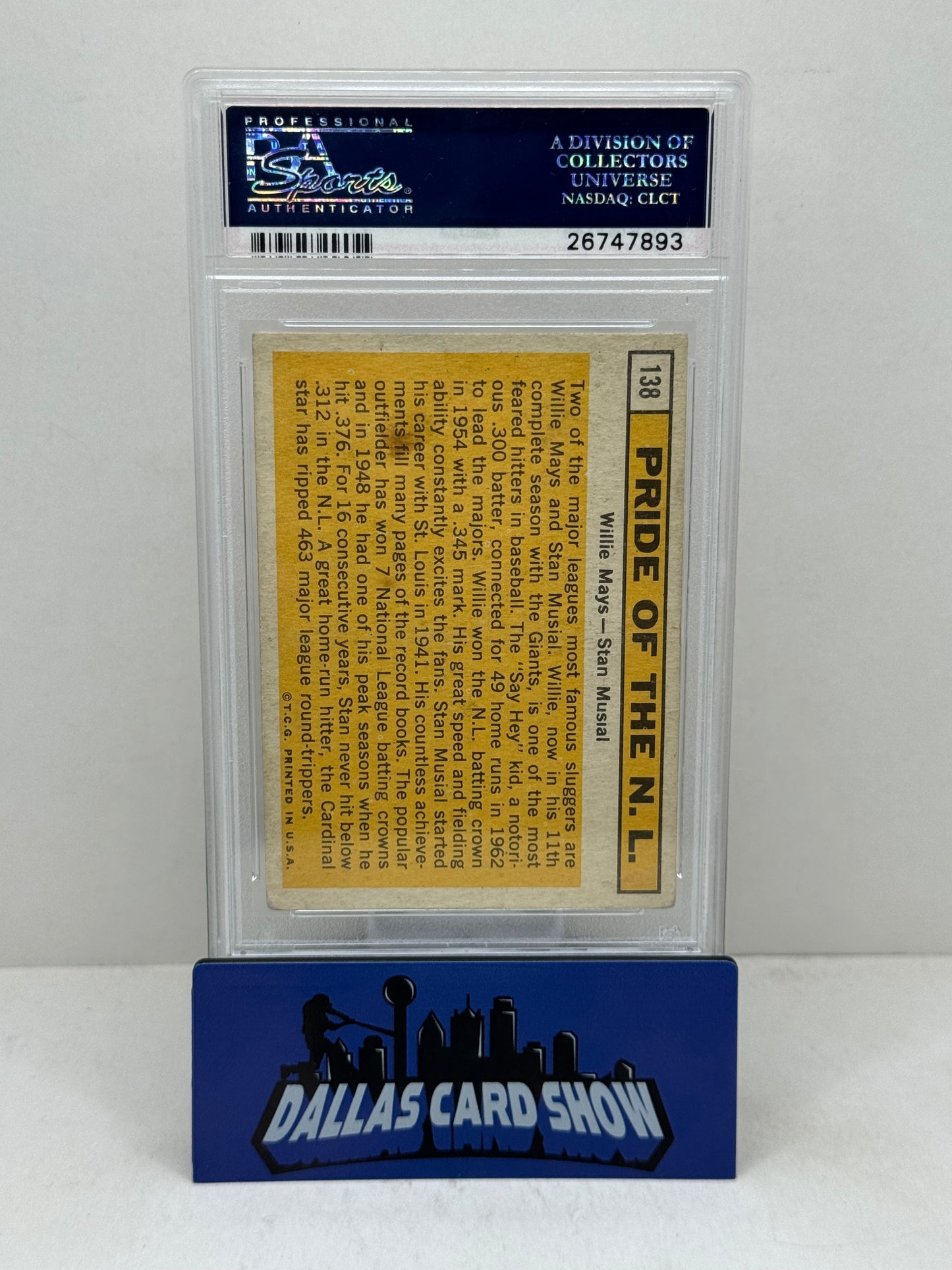 1963 TOPPS W.MAYS/S.MUSIAL #138 PRIDE OF N.L. PSA 3