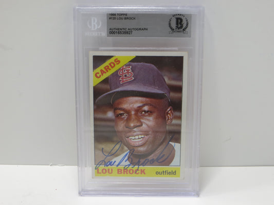 LOU BROCK SIGNED 1966 Topps BGS BAS SLAB St Louis Cardinals