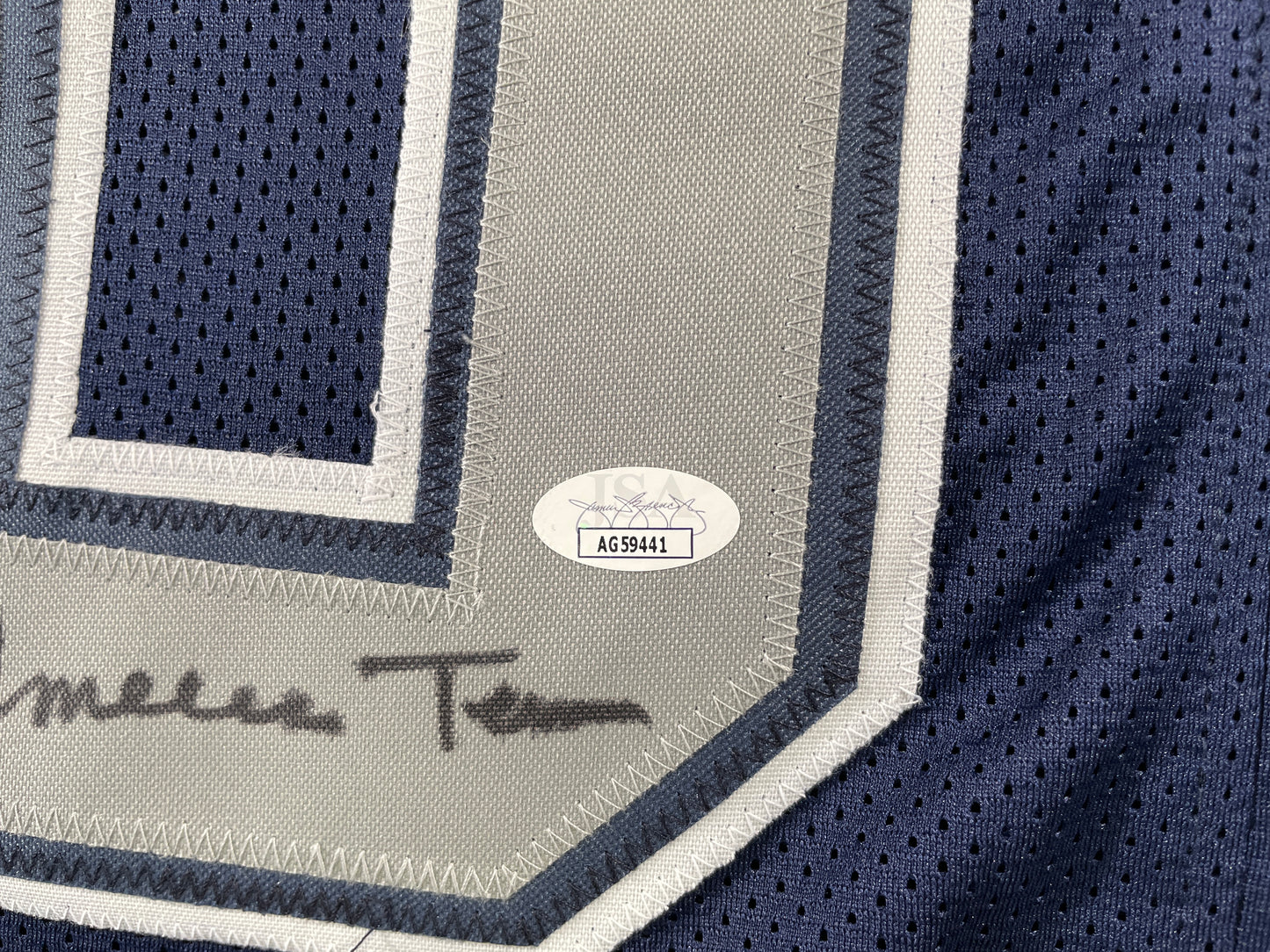 TONY HILL DALLAS COWBOYS SIGNED BLUE JERSEY w/MULTI INSC size XL JSA COA