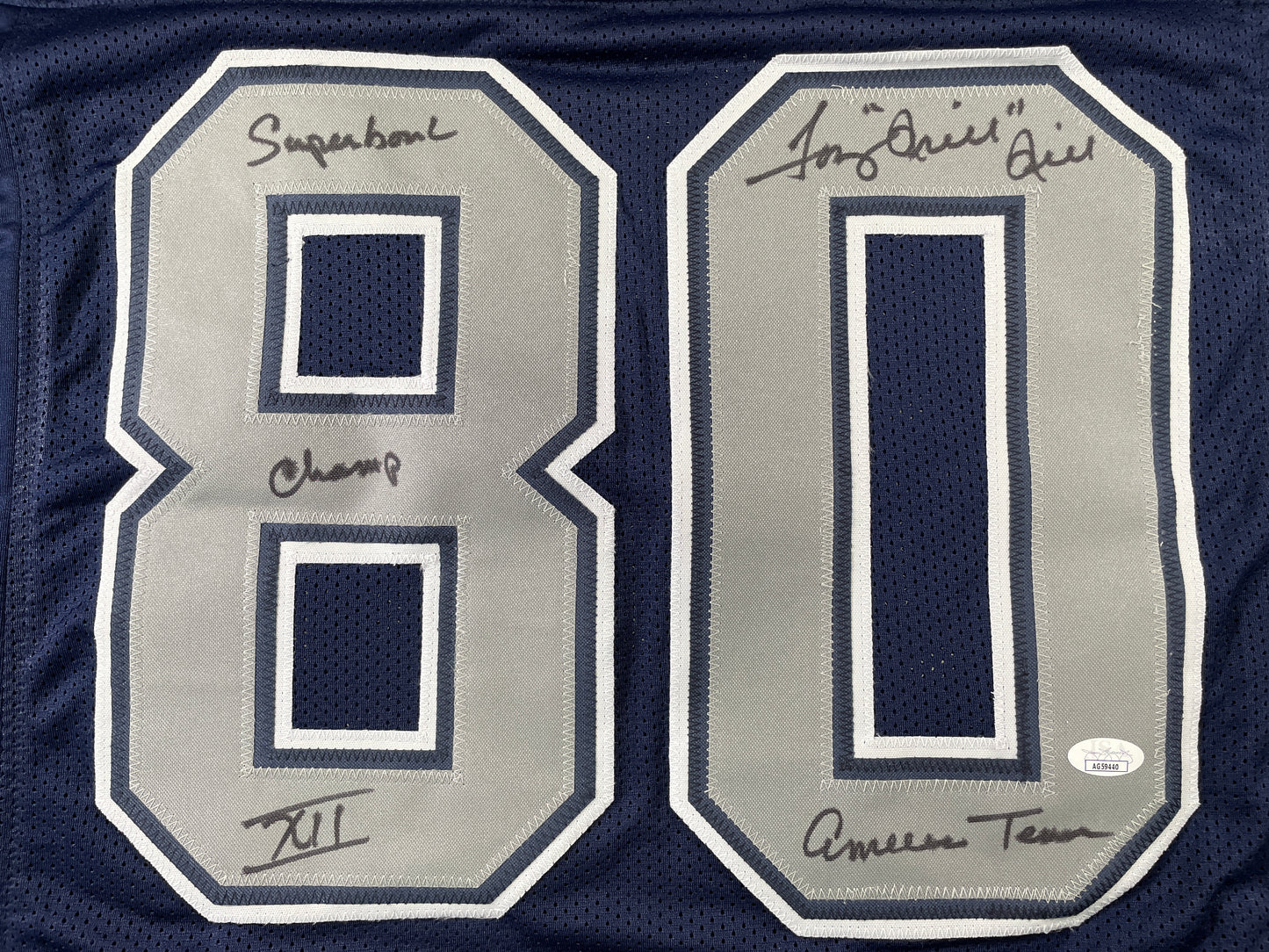 TONY HILL DALLAS COWBOYS SIGNED BLUE JERSEY w/MULTI INSC size XL JSA COA