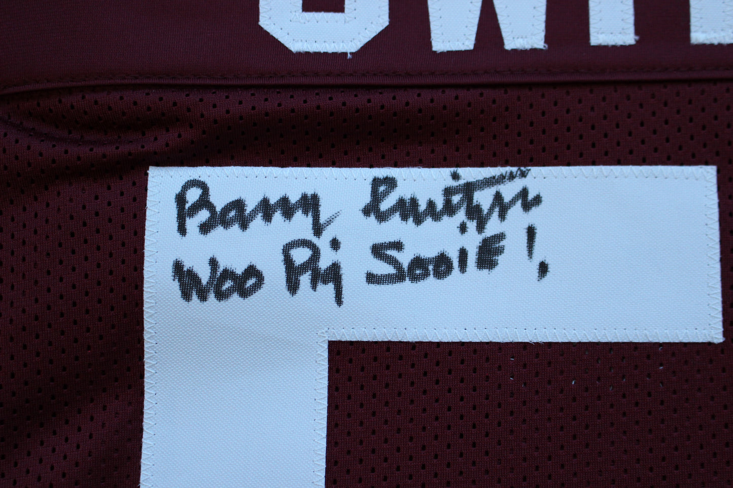 BARRY SWITZER ARKANSAS RAZORBACKS SIGNED JERSEY w/WooPigSooie Sooners Cowboys BAS