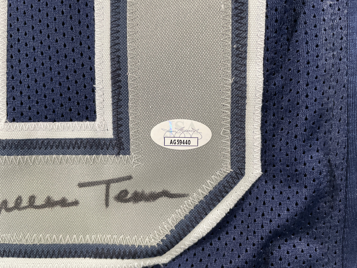 TONY HILL DALLAS COWBOYS SIGNED BLUE JERSEY w/MULTI INSC size XL JSA COA