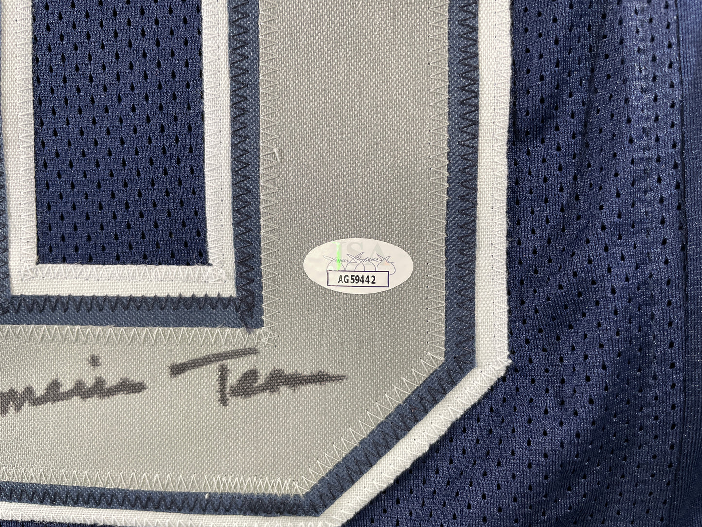 TONY HILL DALLAS COWBOYS SIGNED BLUE JERSEY w/MULTI INSC size XL JSA COA