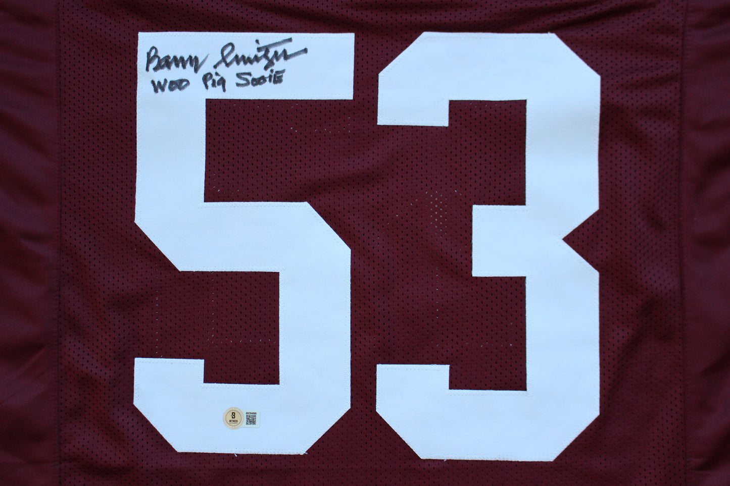 BARRY SWITZER ARKANSAS RAZORBACKS SIGNED JERSEY w/WooPigSooie Sooners Cowboys BAS