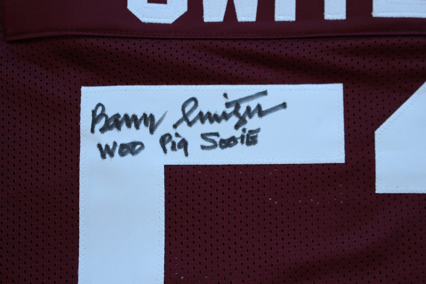 BARRY SWITZER ARKANSAS RAZORBACKS SIGNED JERSEY w/WooPigSooie Sooners Cowboys BAS
