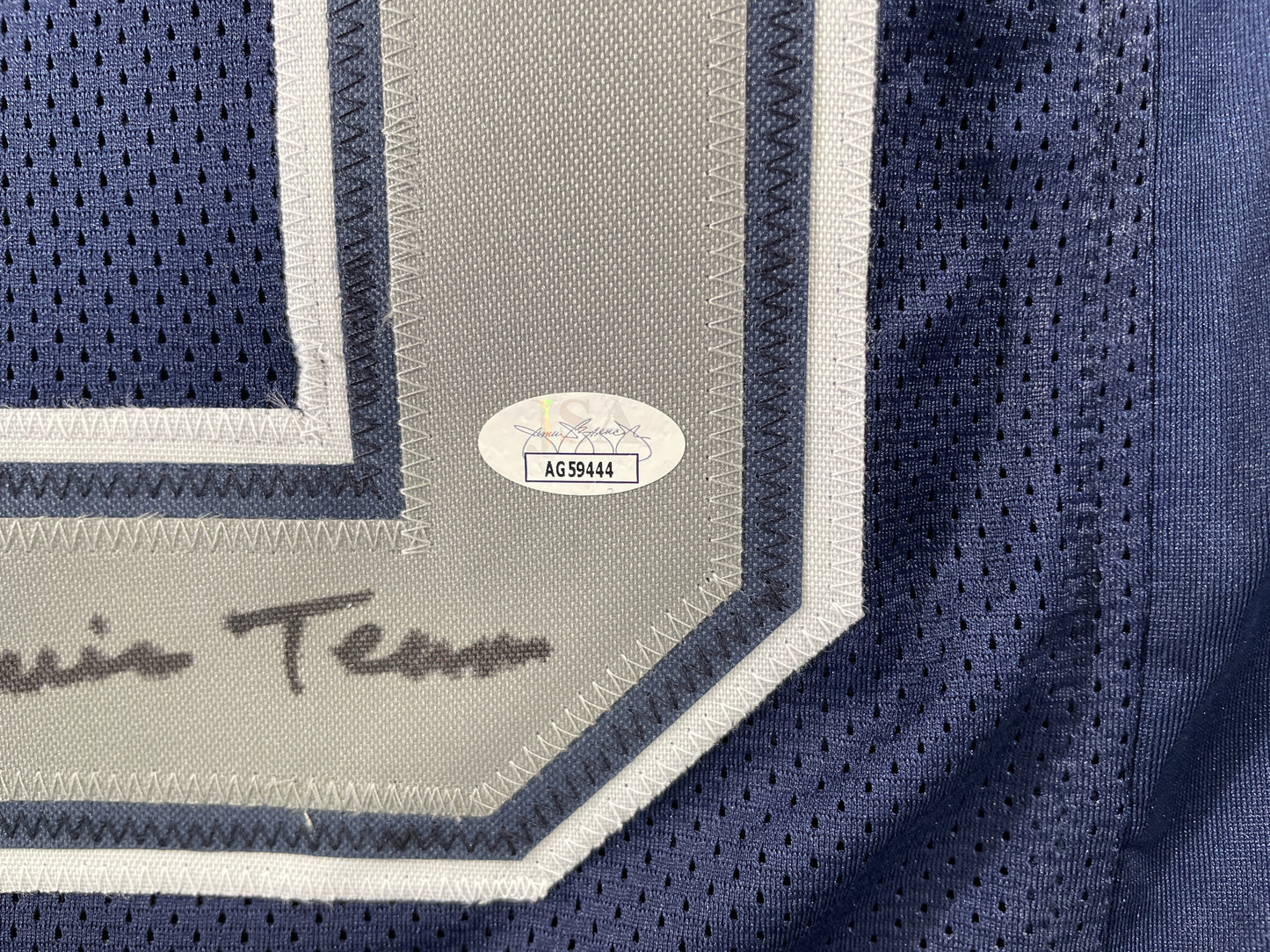 TONY HILL DALLAS COWBOYS SIGNED BLUE JERSEY w/MULTI INSC size XL JSA COA