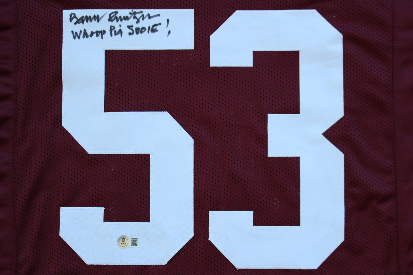 BARRY SWITZER ARKANSAS RAZORBACKS SIGNED JERSEY w/WooPigSooie Sooners Cowboys BAS