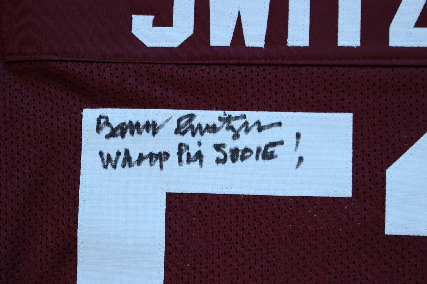 BARRY SWITZER ARKANSAS RAZORBACKS SIGNED JERSEY w/WooPigSooie Sooners Cowboys BAS