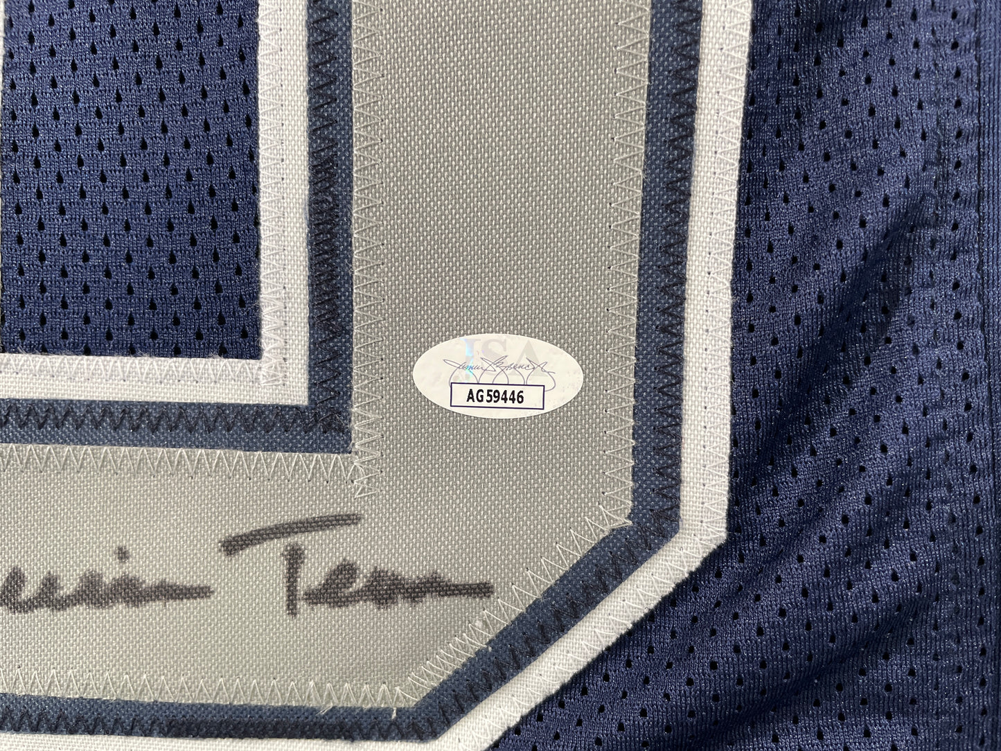 TONY HILL DALLAS COWBOYS SIGNED BLUE JERSEY w/MULTI INSC size XL JSA COA